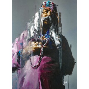 Khalid Khan-Kaay, Intuition 01, 35 x 26 Inch, Acrylic on Canvas, Figurative Painting, AC-KHKN-043